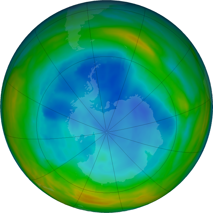 Antarctic ozone map for 24 July 2023